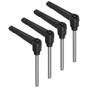 uxcell 4pcs Clamping Lever Handles, M6 x 70mm 304 Stainless Steel Threaded Male Stud, Adjustable Handles Locking Quick Release Ratchet Push Button Bolt Knobs, Black