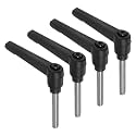 uxcell 4pcs Clamping Lever Handles, M6 x 40mm 304 Stainless Steel Threaded Male Stud, Adjustable Handles Locking Quick Release Ratchet Push Button Bolt Knobs, Black
