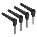 uxcell 4pcs Clamping Lever Handles, M6 x 30mm 304 Stainless Steel Threaded Male Stud, Adjustable Handles Locking Quick Release Ratchet Push Button Bolt Knobs, Black