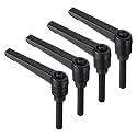 uxcell 4pcs Clamping Lever Handles, M6 x 30mm Black Oxide Carbon Steel Threaded Male Stud, Adjustable Handles Locking Quick Release Ratchet Push Button Bolt Knobs, Black