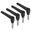 uxcell 4pcs Clamping Lever Handles, M6 x 20mm 304 Stainless Steel Threaded Male Stud, Adjustable Handles Locking Quick Release Ratchet Push Button Bolt Knobs, Black