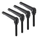 uxcell 4pcs Clamping Lever Handles, M8 x 50mm Black Oxide Carbon Steel Threaded Male Stud, Adjustable Handles Locking Quick Release Ratchet Push Button Bolt Knobs, Black