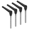 uxcell 4pcs Clamping Lever Handles, M8 x 80mm 304 Stainless Steel Threaded Male Stud, Adjustable Handles Locking Quick Release Ratchet Push Button Bolt Knobs, Black