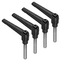 uxcell 4pcs Clamping Lever Handles, M8 x 40mm 304 Stainless Steel Threaded Male Stud, Adjustable Handles Locking Quick Release Ratchet Push Button Bolt Knobs, Black