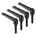 uxcell 4pcs Clamping Lever Handles, M8 x 40mm Black Oxide Carbon Steel Threaded Male Stud, Adjustable Handles Locking Quick Release Ratchet Push Button Bolt Knobs, Black