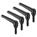 uxcell 4pcs Clamping Lever Handles, M8 x 25mm Black Oxide Carbon Steel Threaded Male Stud, Adjustable Handles Locking Quick Release Ratchet Push Button Bolt Knobs, Black