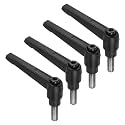 uxcell 4pcs Clamping Lever Handles, M8 x 15mm 304 Stainless Steel Threaded Male Stud, Adjustable Handles Locking Quick Release Ratchet Push Button Bolt Knobs, Black
