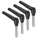 uxcell 4pcs Clamping Lever Handles, M8 x 50mm 304 Stainless Steel Threaded Male Stud, Adjustable Handles Locking Quick Release Ratchet Push Button Bolt Knobs, Black