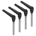 uxcell 4pcs Clamping Lever Handles, M8 x 70mm 304 Stainless Steel Threaded Male Stud, Adjustable Handles Locking Quick Release Ratchet Push Button Bolt Knobs, Black