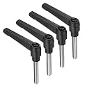 uxcell 4pcs Clamping Lever Handles, M8 x 45mm 304 Stainless Steel Threaded Male Stud, Adjustable Handles Locking Quick Release Ratchet Push Button Bolt Knobs, Black