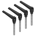 uxcell 4pcs Clamping Lever Handles, M8 x 60mm 304 Stainless Steel Threaded Male Stud, Adjustable Handles Locking Quick Release Ratchet Push Button Bolt Knobs, Black