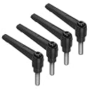 uxcell 4pcs Clamping Lever Handles, M8 x 20mm 304 Stainless Steel Threaded Male Stud, Adjustable Handles Locking Quick Release Ratchet Push Button Bolt Knobs, Black
