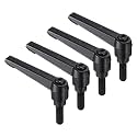 uxcell 4pcs Clamping Lever Handles, M8 x 20mm Black Oxide Carbon Steel Threaded Male Stud, Adjustable Handles Locking Quick Release Ratchet Push Button Bolt Knobs, Black