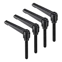 uxcell 4pcs Clamping Lever Handles, M8 x 60mm Black Oxide Carbon Steel Threaded Male Stud, Adjustable Handles Locking Quick Release Ratchet Push Button Bolt Knobs, Black