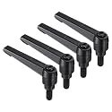 uxcell 4pcs Clamping Lever Handles, M8 x 15mm Black Oxide Carbon Steel Threaded Male Stud, Adjustable Handles Locking Quick Release Ratchet Push Button Bolt Knobs, Black