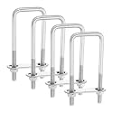 uxcell 4Sets 304 Stainless Steel Square U-Bolts, 1.65" (42mm) Inner Width 4.72" (120mm) Length M8 with Nuts, Frame Plate, Gasket for Automobiles Trailer, Ski Boat, Fishing Boat, Pipelines