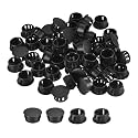 uxcell 5/8" Plastic Hole Plugs, 66Pcs Flush Type Panel Round Snap in Fastener Knockout Locking Plugs for Furniture Insert End Caps Panels, Black
