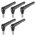 uxcell 5pcs Adjustable Clamping Lever Handle M8 x 20mm Metric 304 Stainless Steel Male Threaded Stud Hand Knobs Push Button Ratchet Rotating Screw Handles Bolts with Locking Lever Black