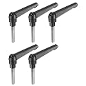 uxcell 5pcs Adjustable Clamping Lever Handle M8 x 40mm Metric 304 Stainless Steel Male Threaded Stud Hand Knobs Push Button Ratchet Rotating Screw Handles Bolts with Locking Lever Black