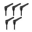 uxcell 5pcs Adjustable Clamping Lever Handle M6 x 20mm Metric Black Oxide Carbon Steel Male Threaded Stud Hand Knobs Ratchet Rotating Screw Handles Bolts with Locking Lever Black