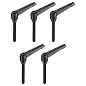 uxcell 5pcs Adjustable Clamping Lever Handle M8 x 70mm Metric Black Oxide Carbon Steel Male Threaded Stud Hand Knobs Ratchet Rotating Screw Handles Bolts with Locking Lever Black