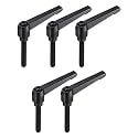 uxcell 5pcs Adjustable Clamping Lever Handle M8 x 50mm Metric Black Oxide Carbon Steel Male Threaded Stud Hand Knobs Ratchet Rotating Screw Handles Bolts with Locking Lever Black