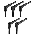 uxcell 5pcs Adjustable Clamping Lever Handle M10 x 40mm Metric Black Oxide Carbon Steel Male Threaded Stud Hand Knobs Ratchet Rotating Screw Handles Bolts with Locking Lever Black