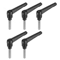 uxcell 5pcs Adjustable Clamping Lever Handle M6 x 30mm Metric 304 Stainless Steel Male Threaded Stud Hand Knobs Push Button Ratchet Rotating Screw Handles Bolts with Locking Lever Black