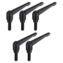 uxcell 5pcs Adjustable Clamping Lever Handle M10 x 30mm Metric Black Oxide Carbon Steel Male Threaded Stud Hand Knobs Ratchet Rotating Screw Handles Bolts with Locking Lever Black