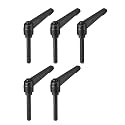 uxcell 5pcs Adjustable Clamping Lever Handle M8 x 60mm Metric Black Oxide Carbon Steel Male Threaded Stud Hand Knobs Ratchet Rotating Screw Handles Bolts with Locking Lever Black