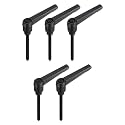 uxcell 5pcs Adjustable Clamping Lever Handle M5 x 50mm Metric Black Oxide Carbon Steel Male Threaded Stud Hand Knobs Ratchet Rotating Screw Handles Bolts with Locking Lever Black