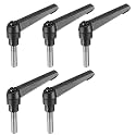 uxcell 5pcs Adjustable Clamping Lever Handle M8 x 30mm Metric 304 Stainless Steel Male Threaded Stud Hand Knobs Push Button Ratchet Rotating Screw Handles Bolts with Locking Lever Black