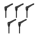 uxcell 5pcs Adjustable Clamping Lever Handle M6 x 32mm Metric Black Oxide Carbon Steel Male Threaded Stud Hand Knobs Ratchet Rotating Screw Handles Bolts with Locking Lever Black