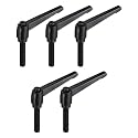 uxcell 5pcs Adjustable Clamping Lever Handle M12 x 60mm Metric Black Oxide Carbon Steel Male Threaded Stud Hand Knobs Ratchet Rotating Screw Handles Bolts with Locking Lever Black