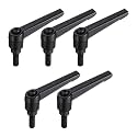 uxcell 5pcs Adjustable Clamping Lever Handle M6 x 15mm Metric Black Oxide Carbon Steel Male Threaded Stud Hand Knobs Ratchet Rotating Screw Handles Bolts with Locking Lever Black