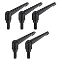 uxcell 5pcs Adjustable Clamping Lever Handle M10 x 25mm Metric Black Oxide Carbon Steel Male Threaded Stud Hand Knobs Ratchet Rotating Screw Handles Bolts with Locking Lever Black