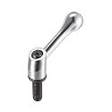 uxcell M10 x 25mm Handle Adjustable Clamping Lever Thread Push Button Ratchet Male Threaded Stud Knobs Locking Rotating Screw Handles Quick Release Bolt Silver Tone