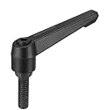 uxcell M10 x 35mm Handle Adjustable Clamping Lever Thread Push Button Ratchet Male Threaded Stud Knobs Locking Rotating Screw Handles Quick Release Bolt Black