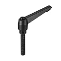 uxcell M12 x 60mm Handle Adjustable Clamping Lever Thread Push Button Ratchet Male Threaded Stud Knobs Locking Rotating Screw Handles Quick Release Bolt Black