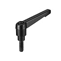 uxcell M6 x 12mm Handle Adjustable Clamping Lever Thread Push Button Ratchet Male Threaded Stud Knobs Locking Rotating Screw Handles Quick Release Bolt Black