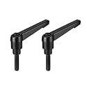 uxcell M6 x 16mm Handle Adjustable Clamping Lever Thread Push Button Ratchet Male Threaded Stud Knobs Locking Rotating Screw Handles Quick Release Bolt Black 2pcs