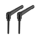 uxcell M6 x 50mm Handle Adjustable Clamping Lever Thread Push Button Ratchet Male Threaded Stud Knobs Rotating Screw Handles Bolts with Locking Lever Black 2pcs