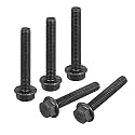 uxcell M8-1.25x50mm Hex Serrated Flange Bolts 10.9 Grade Carbon Steel Screws 5pcs