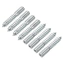 uxcell M8 Hanger Bolts Length 2"(50mm) Double Headed Bolts Self-Tapping Screw 8mm Wood Joint Furniture Legs 24pcs