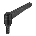 uxcell M8 x 20mm Handle Adjustable Clamping Lever Thread Push Button Ratchet Male Threaded Stud Knobs Locking Rotating Screw Handles Quick Release Bolt Black