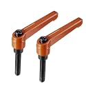 uxcell M8 X 40mm Handle Adjustable Clamping Lever Thread Push Button Ratchet Male Threaded Stud Knobs Rotating Screw Handles Bolts with Locking Lever Orange 2pcs