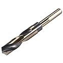 uxcell Reduced Shank Twist Drill Bits 20mm Black Nitride &amp; Gold Titanium Coated High Speed Steel 4341 with 10mm (3/8") Shank for Stainless Steel Alloy Metal Plastic Wood