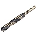 uxcell Reduced Shank Twist Drill Bits 17mm Black Nitride &amp; Gold Titanium Coated High Speed Steel 4341 with 10mm (3/8") Shank for Stainless Steel Alloy Metal Plastic Wood