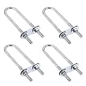 uxcell Round U-Bolts 4 Sets 0.91"(23mm) Inner Width 120mm Length Steel M6 with Nut, Plate, Washer