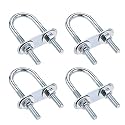 uxcell Round U-Bolts 4 Sets 0.87"(22mm) Inner Width 70mm Length Steel M6 with Nut, Plate, Washer
